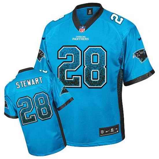 Nike Panthers #28 Jonathan Stewart Blue Alternate Mens Stitched NFL Elite Drift Fashion Jersey